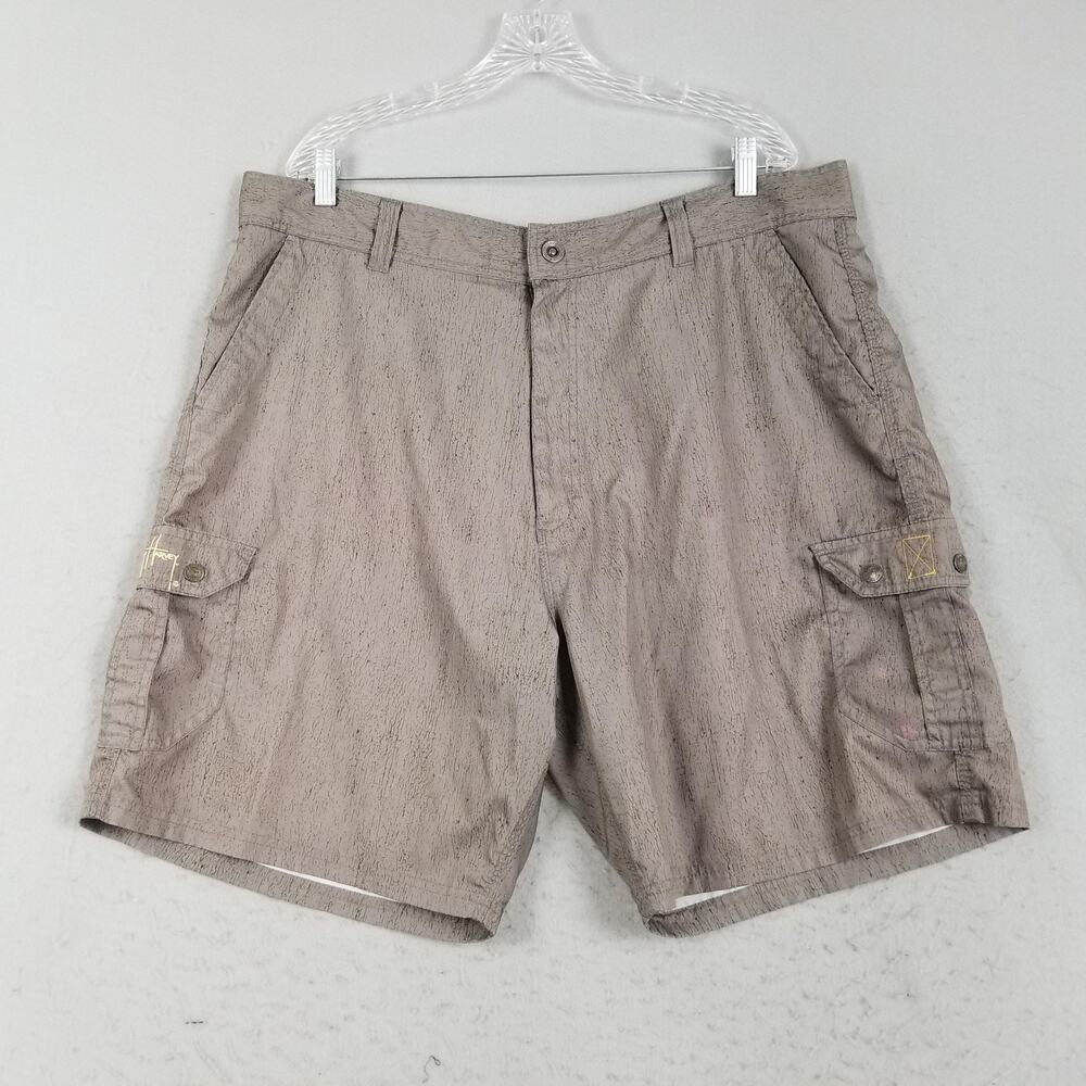 Guy Harvey Shorts Mens 40 Brown Taupe Cargo‎ Polyester Fishing Outdoor RH77687
